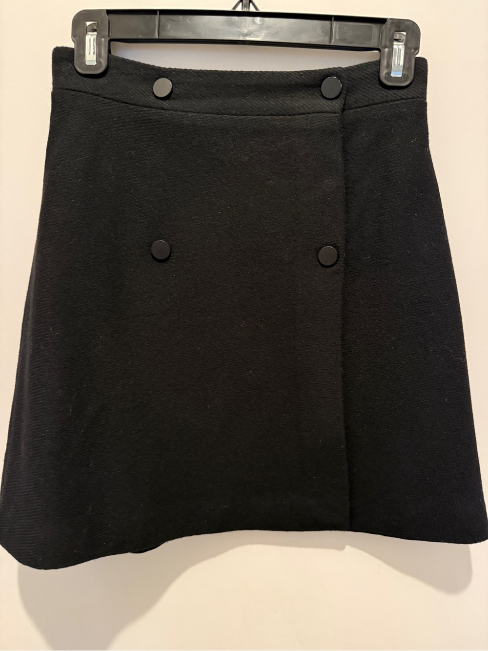 Maje Black Mini Skirt with Double-Button Front
